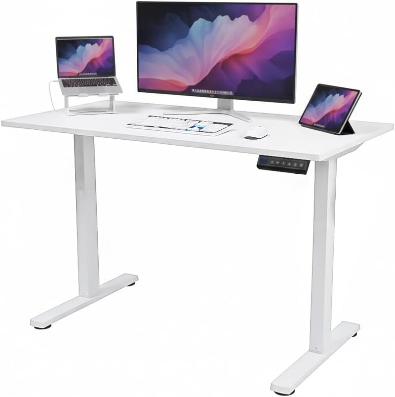 RIGID Electric Height Adjustable Table - Ergonomic Sit Stand Desk, White - Image 1